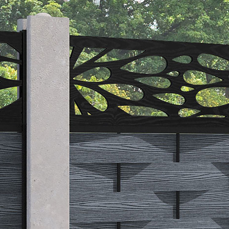 Ripple Blossom Fence Panel - Anthracite - for existing concrete posts