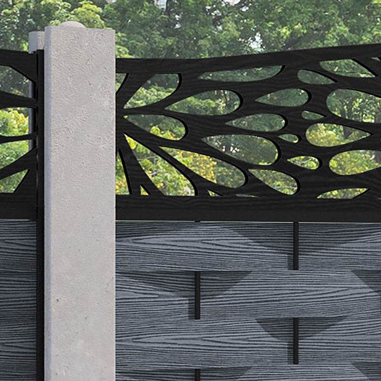 Ripple Blossom Curved Top Fence Panel - Anthracite - for existing concrete posts