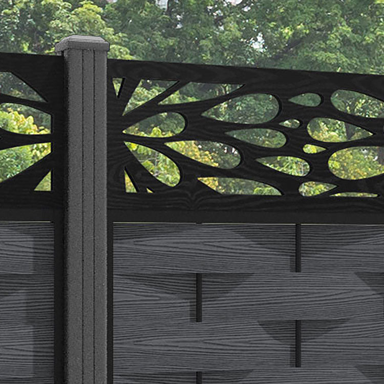 Ripple Blossom Fence Panel - Dark Grey - with our aluminium posts