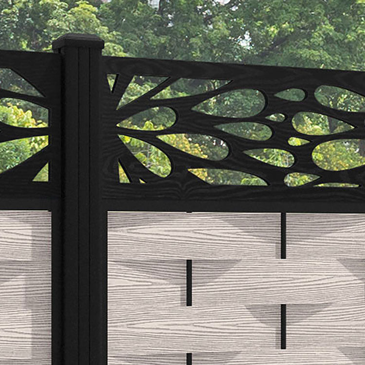 Ripple Blossom Fence Panel - Mid Stone - with our aluminium posts
