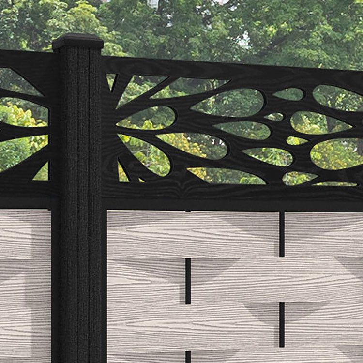 Ripple Blossom Fence Panel - Mid Stone - with our composite posts