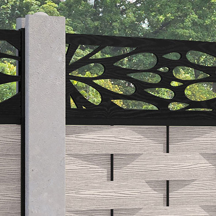 Ripple Blossom Fence Panel - Mid Stone - for existing concrete posts