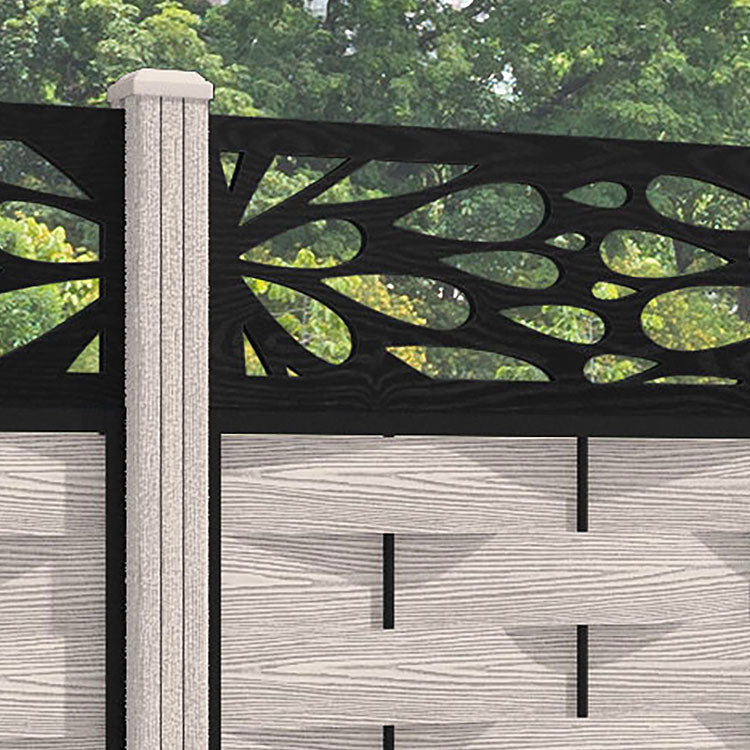 Ripple Blossom Fence Panel - Mid Stone - with our composite posts