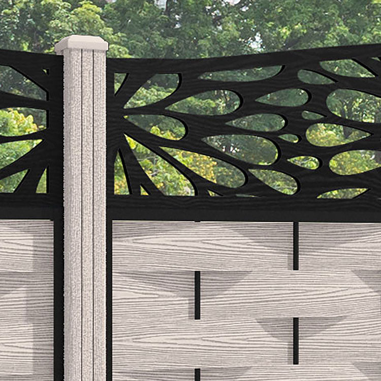 Ripple Blossom Curved Top Fence Panel - Mid Stone - with our composite posts