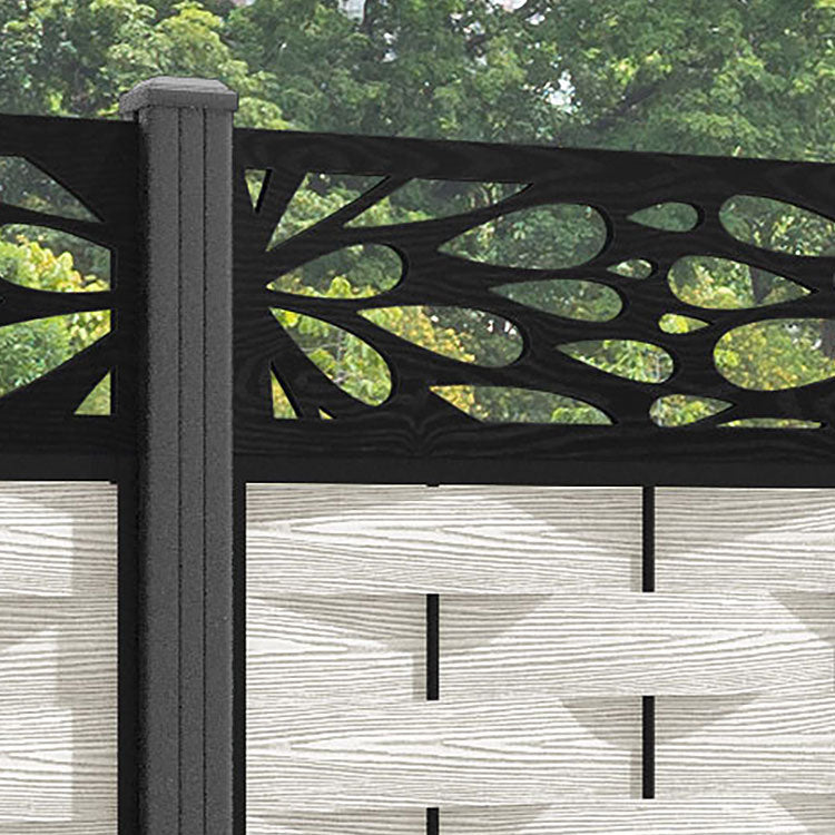 Ripple Blossom Fence Panel - Light Stone - with our aluminium posts