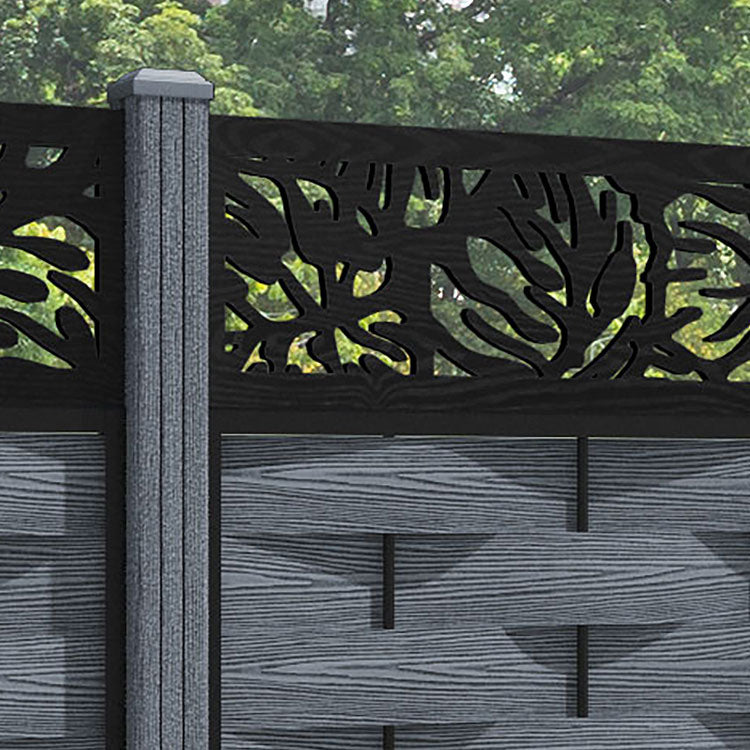 Ripple Botanic Fence Panel - Anthracite - with our composite posts