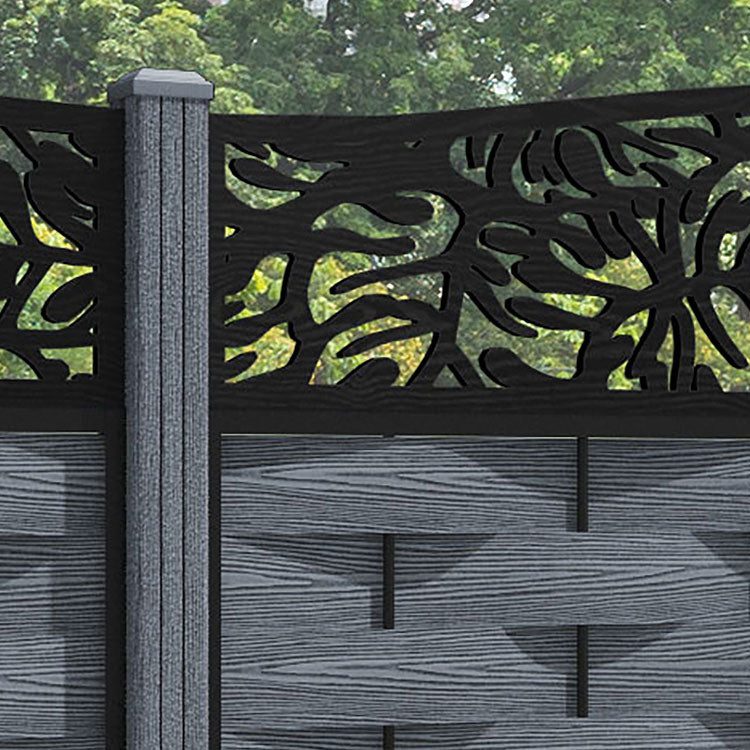 Ripple Botanic Curved Top Fence Panel - Anthracite - with our composite posts