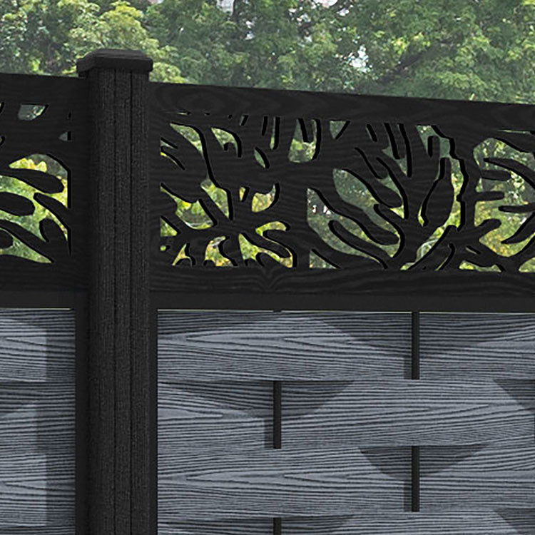 Ripple Botanic Fence Panel - Anthracite - with our composite posts