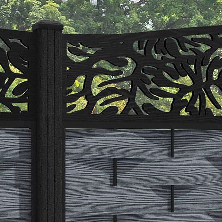 Ripple Botanic Curved Top Fence Panel - Anthracite - with our composite posts