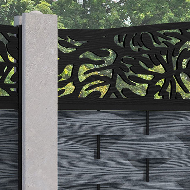 Ripple Botanic Curved Top Fence Panel - Anthracite - for existing concrete posts