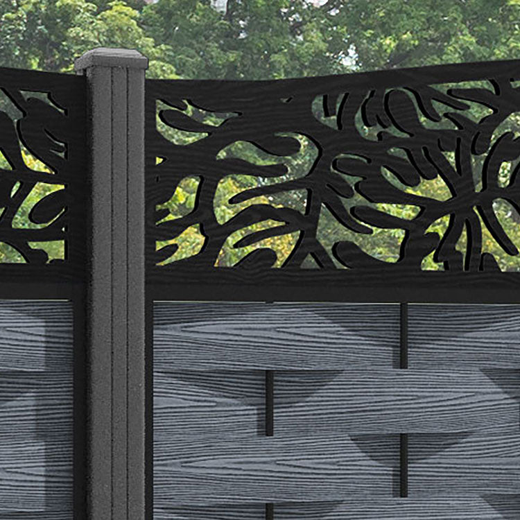 Ripple Botanic Curved Top Fence Panel - Anthracite - with our aluminium posts