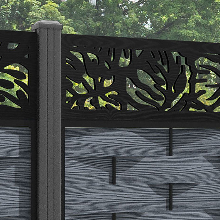 Ripple Botanic Fence Panel - Anthracite - with our aluminium posts