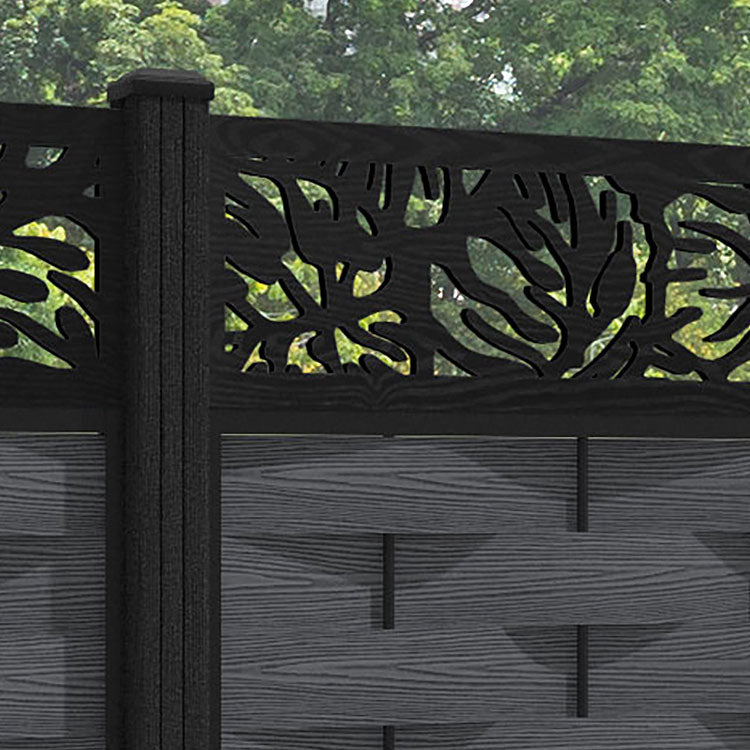 Ripple Botanic Fence Panel - Dark Grey - with our composite posts