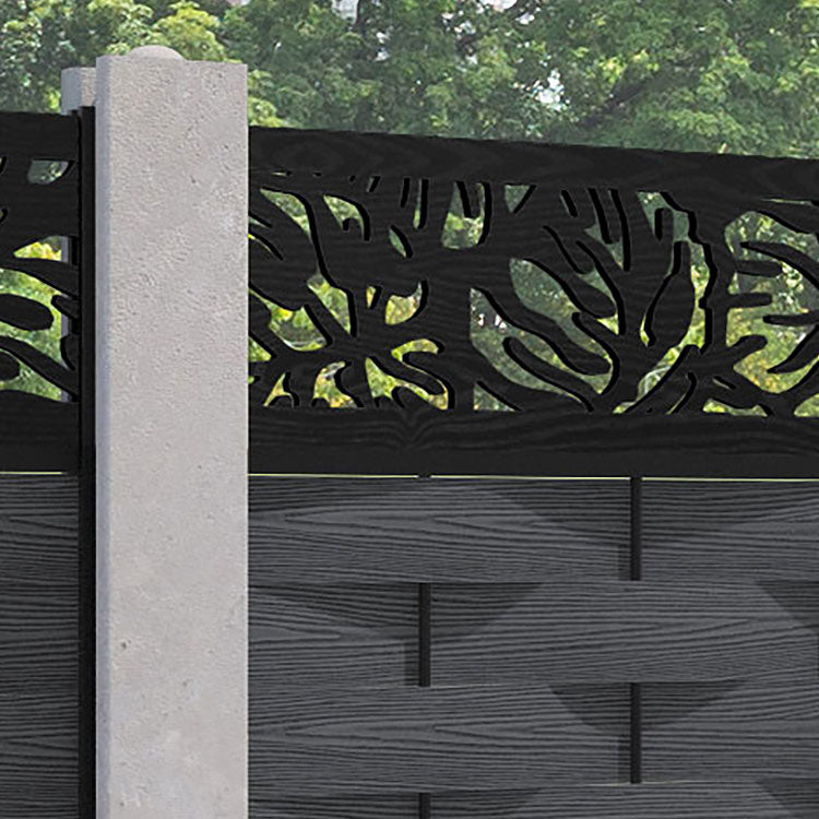 Ripple Botanic Fence Panel - Dark Grey - for existing concrete posts
