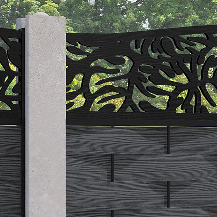 Ripple Botanic Curved Top Fence Panel - Dark Grey - for existing concrete posts