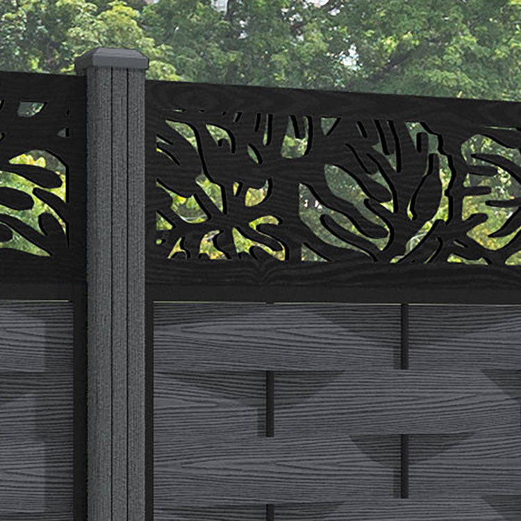 Ripple Botanic Fence Panel - Dark Grey - with our composite posts