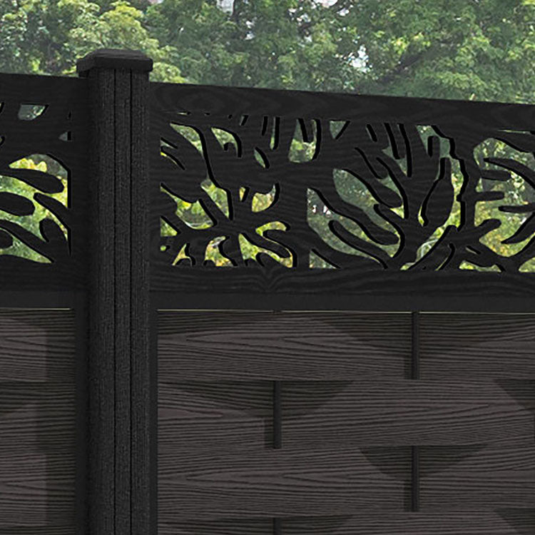 Ripple Botanic Fence Panel - Dark Oak - with our composite posts