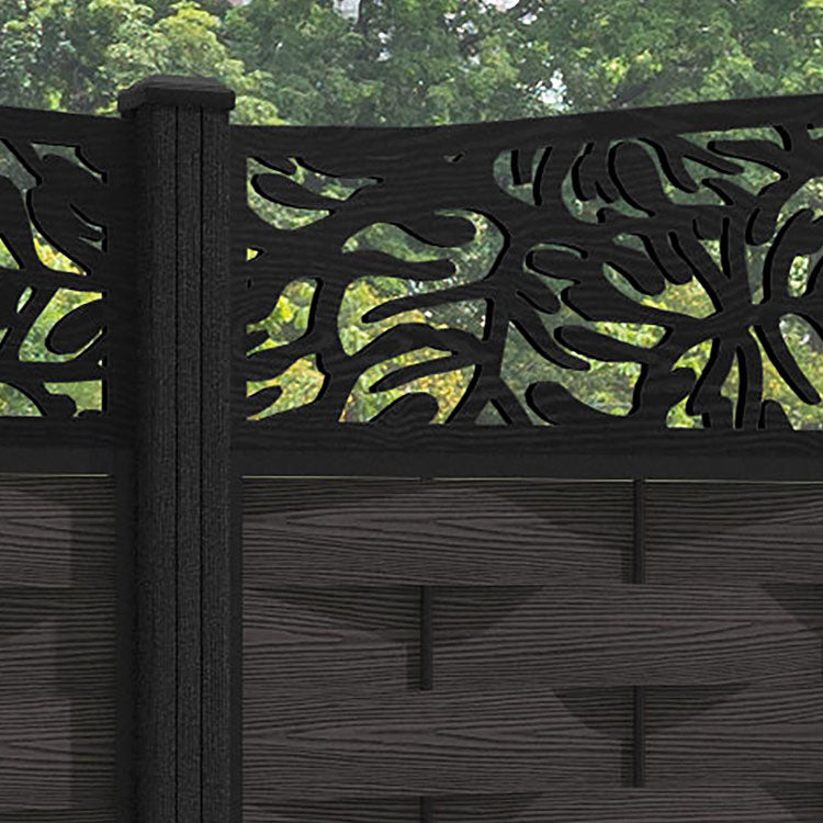 Ripple Botanic Curved Top Fence Panel - Dark Oak - with our composite posts