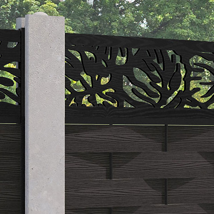 Ripple Botanic Fence Panel - Dark Oak - for existing concrete posts