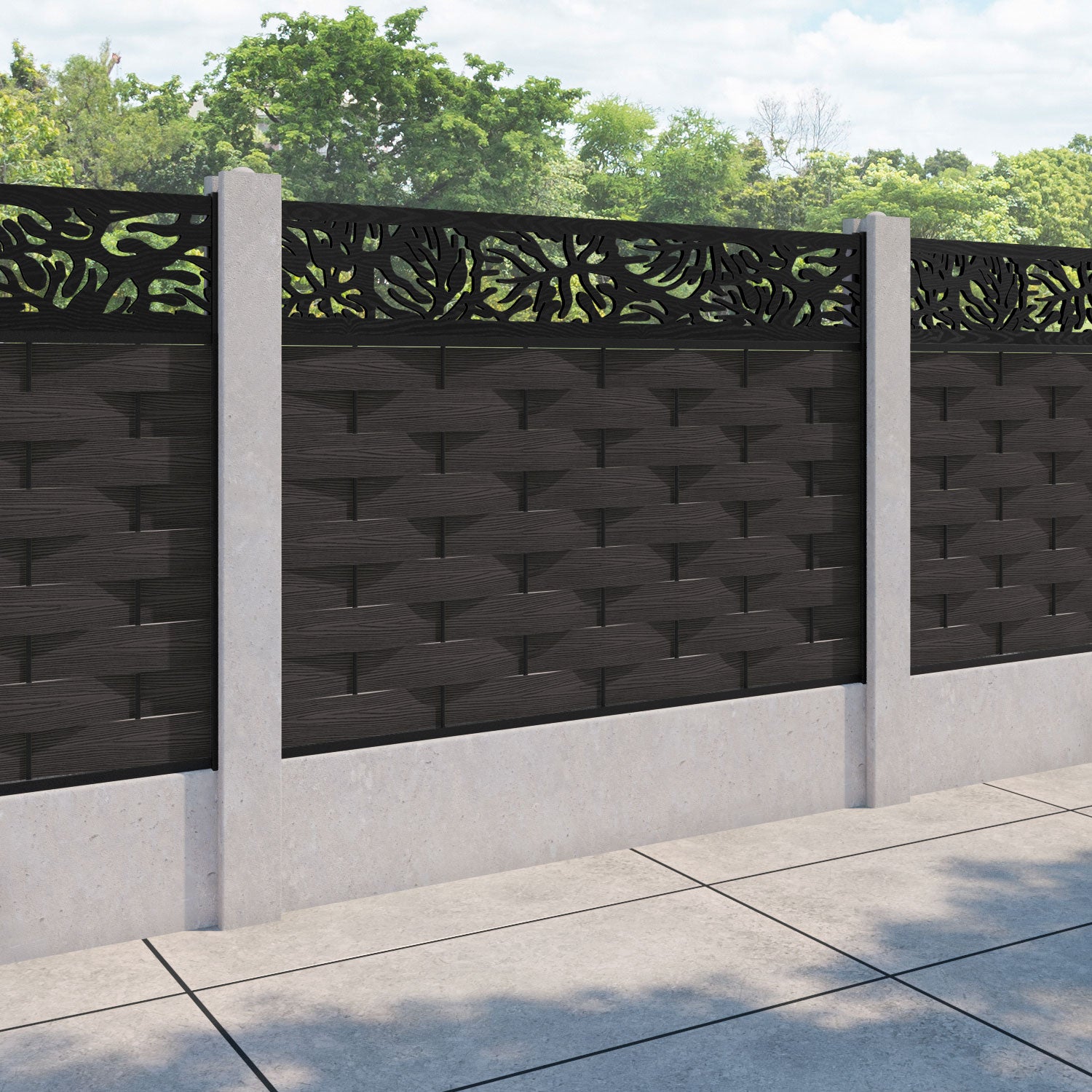 Ripple Botanic Fence Panel - Dark Oak - for existing concrete posts