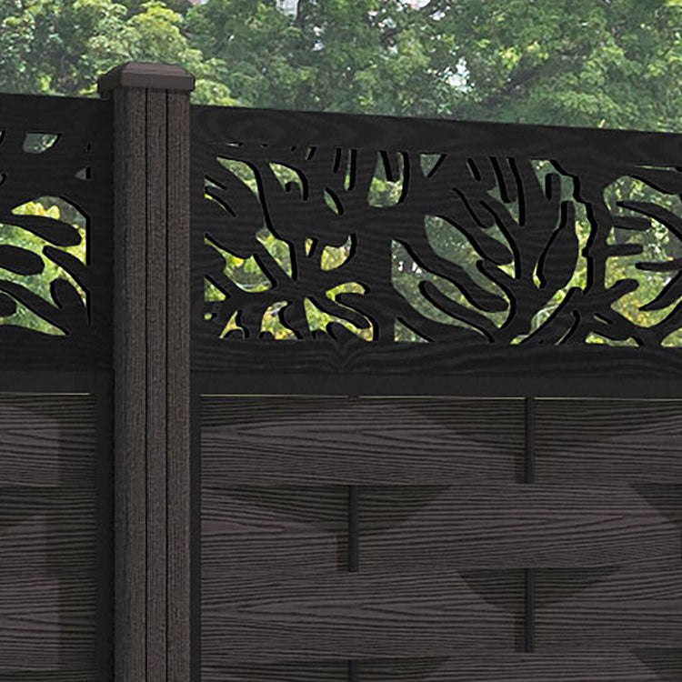 Ripple Botanic Fence Panel - Dark Oak - with our composite posts