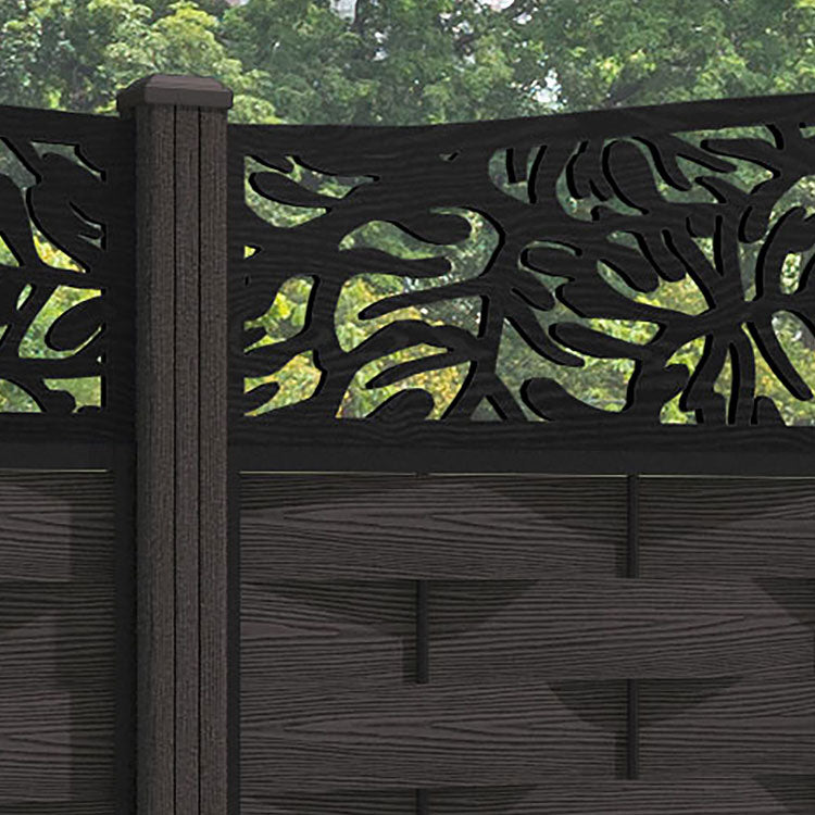 Ripple Botanic Curved Top Fence Panel - Dark Oak - with our composite posts