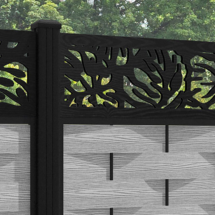 Ripple Botanic Fence Panel - Light Grey - with our aluminium posts