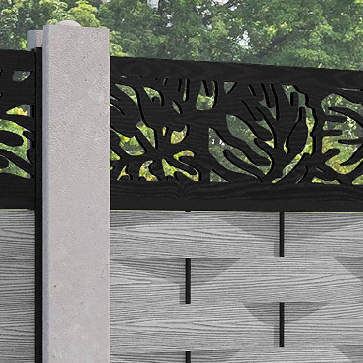 Ripple Botanic Fence Panel - Light Grey - for existing concrete posts