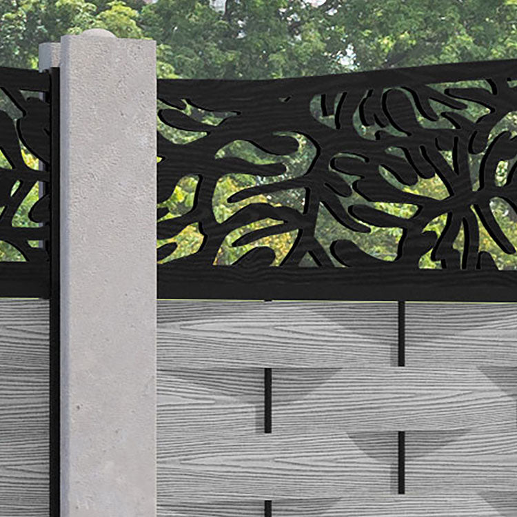 Ripple Botanic Curved Top Fence Panel - Light Grey - for existing concrete posts