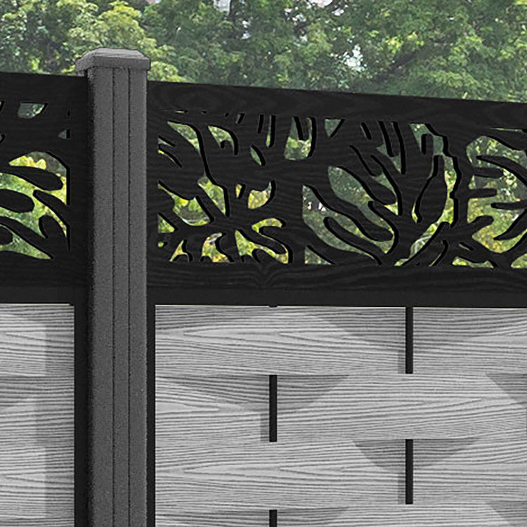 Ripple Botanic Fence Panel - Light Grey - with our aluminium posts