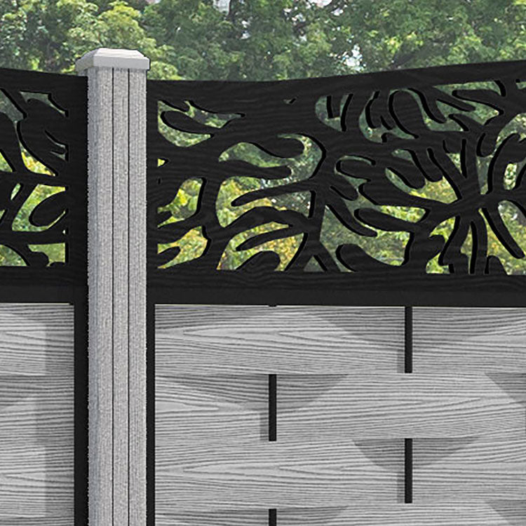 Ripple Botanic Curved Top Fence Panel - Light Grey - with our composite posts