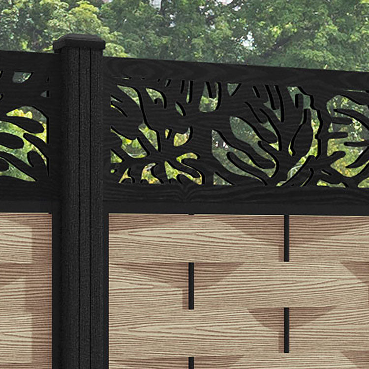 Ripple Botanic Fence Panel - Light Oak - with our composite posts
