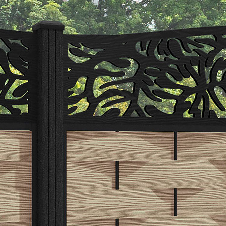 Ripple Botanic Curved Top Fence Panel - Light Oak - with our composite posts