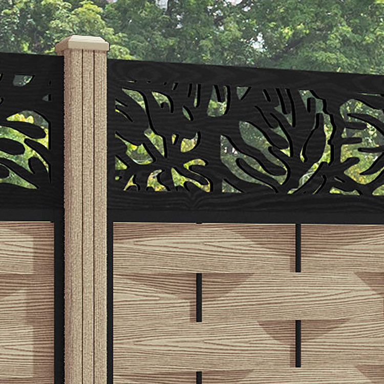 Ripple Botanic Fence Panel - Light Oak - with our composite posts