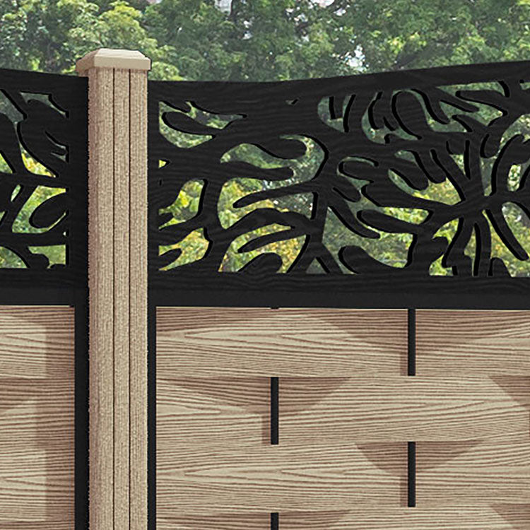 Ripple Botanic Curved Top Fence Panel - Light Oak - with our composite posts