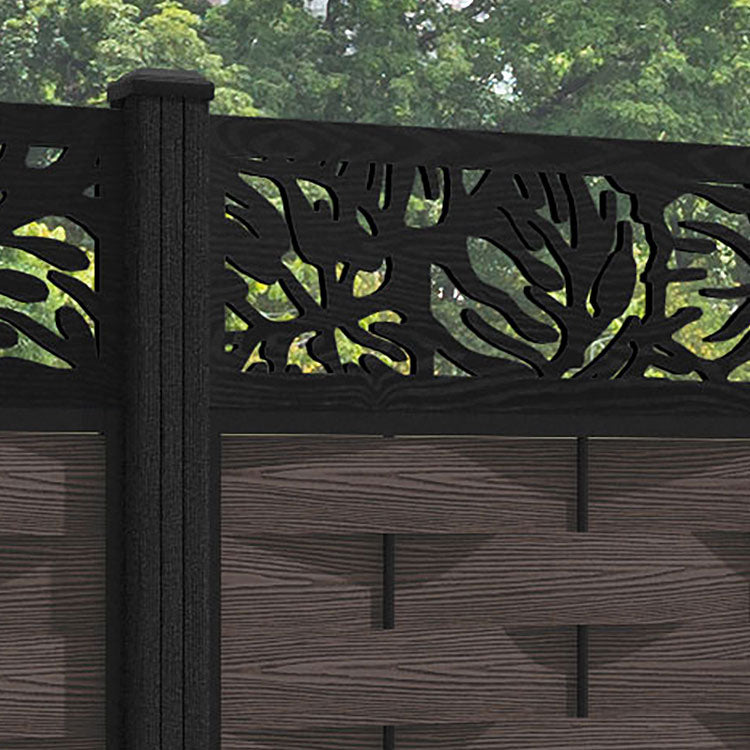 Ripple Botanic Fence Panel - Mid Brown - with our composite posts