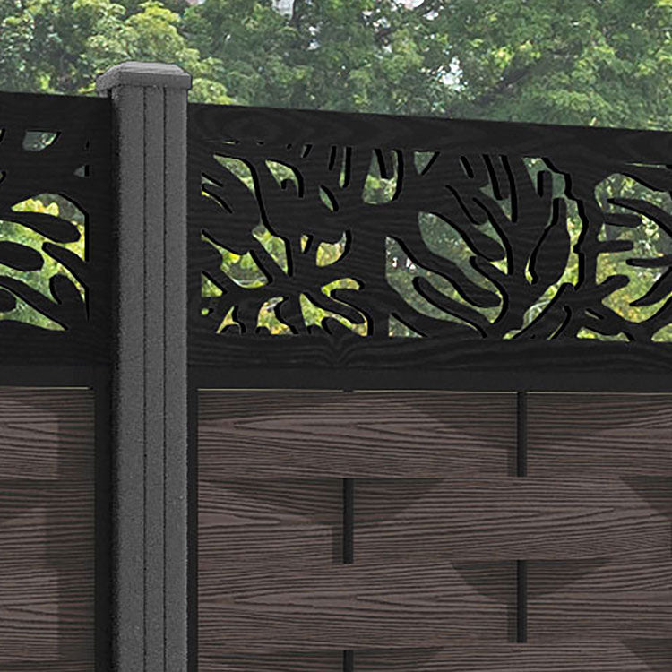 Ripple Botanic Fence Panel - Mid Brown - with our aluminium posts