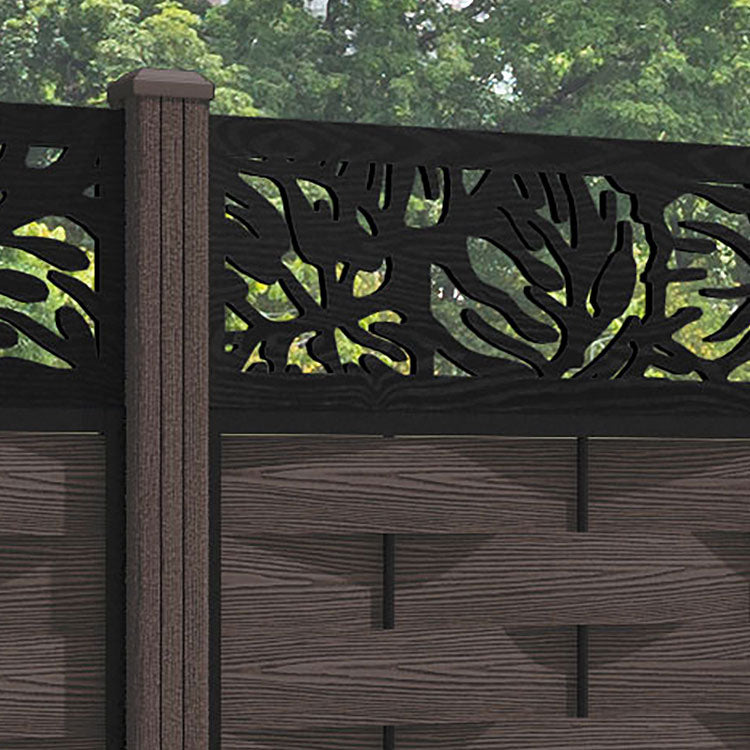 Ripple Botanic Fence Panel - Mid Brown - with our composite posts
