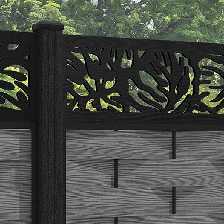 Ripple Botanic Fence Panel - Mid Grey - with our composite posts