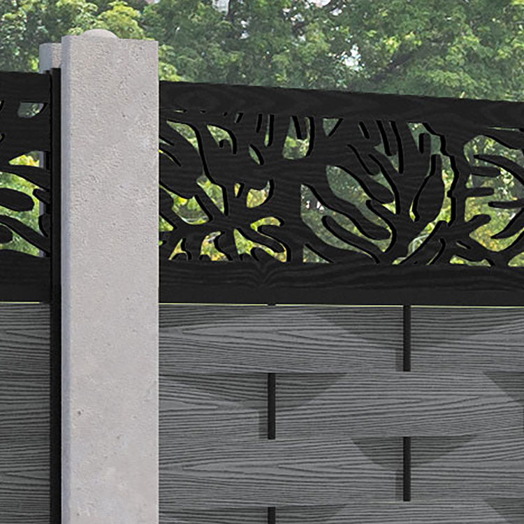Ripple Botanic Fence Panel - Mid Grey - for existing concrete posts
