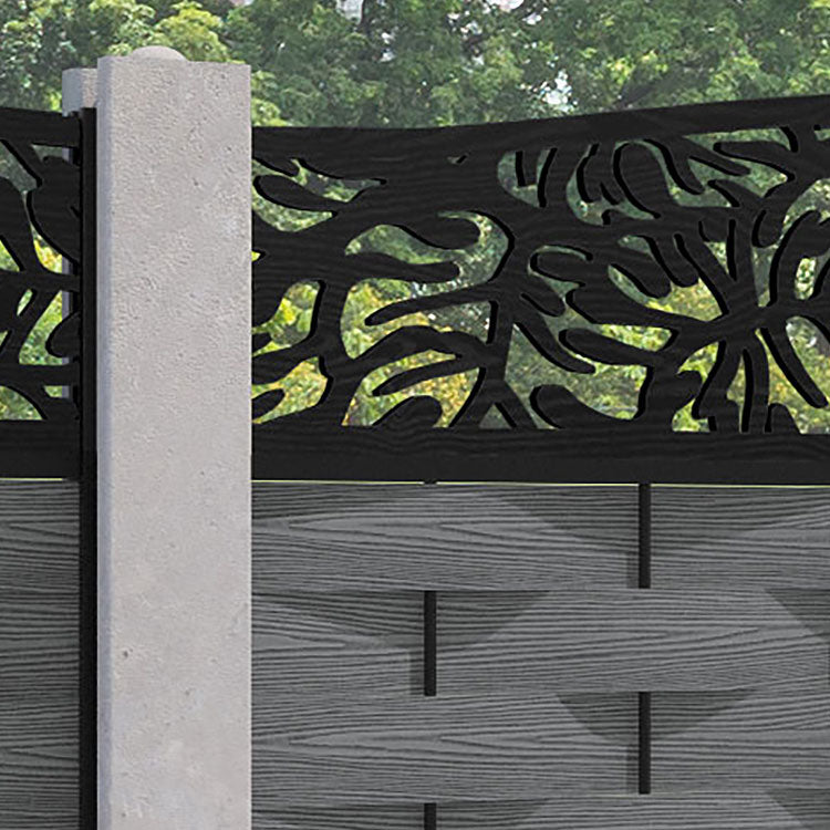 Ripple Botanic Curved Top Fence Panel - Mid Grey - for existing concrete posts