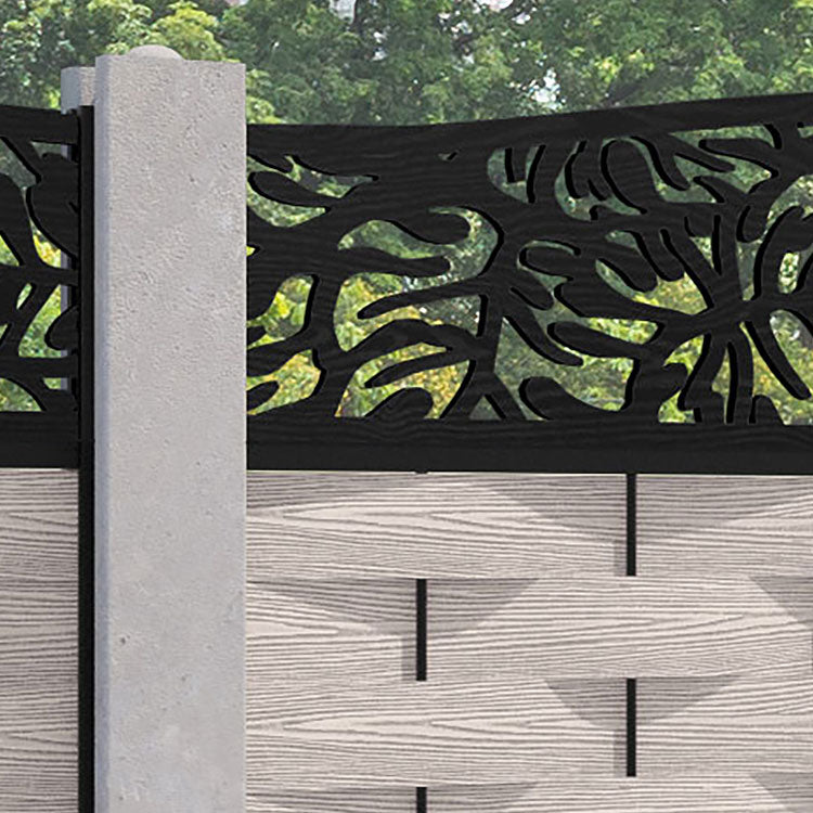 Ripple Botanic Curved Top Fence Panel - Mid Stone - for existing concrete posts