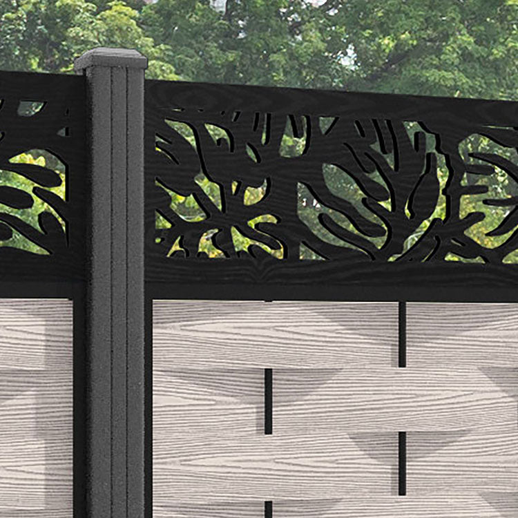 Ripple Botanic Fence Panel - Mid Stone - with our aluminium posts