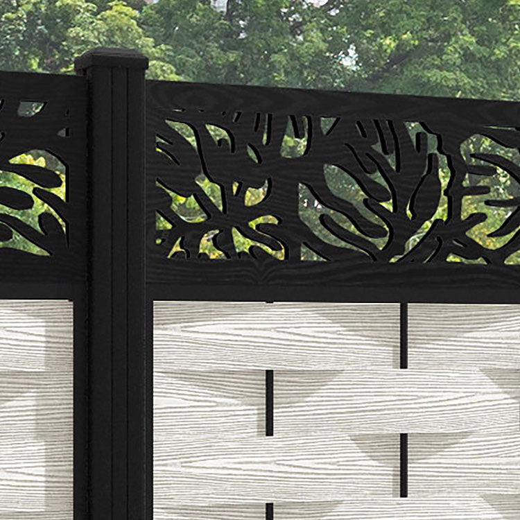 Ripple Botanic Fence Panel - Light Stone - with our aluminium posts