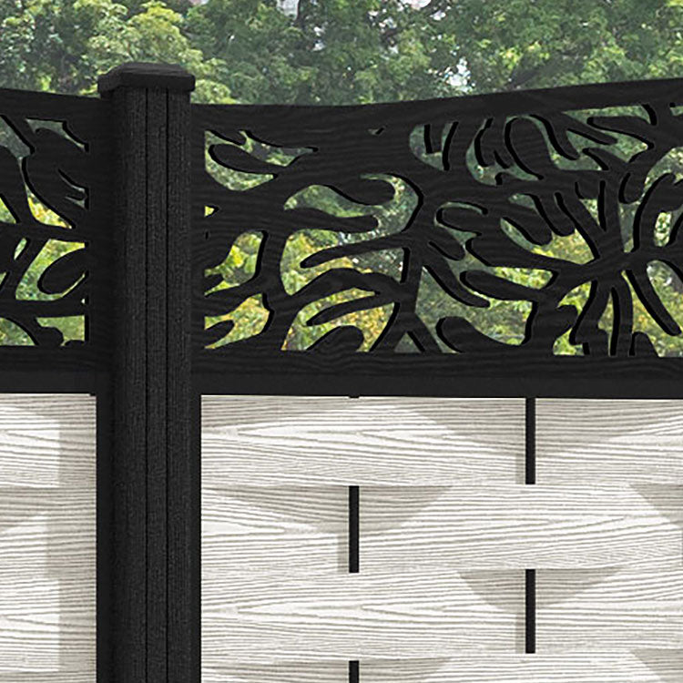 Ripple Botanic Curved Top Fence Panel - Light Stone - with our composite posts