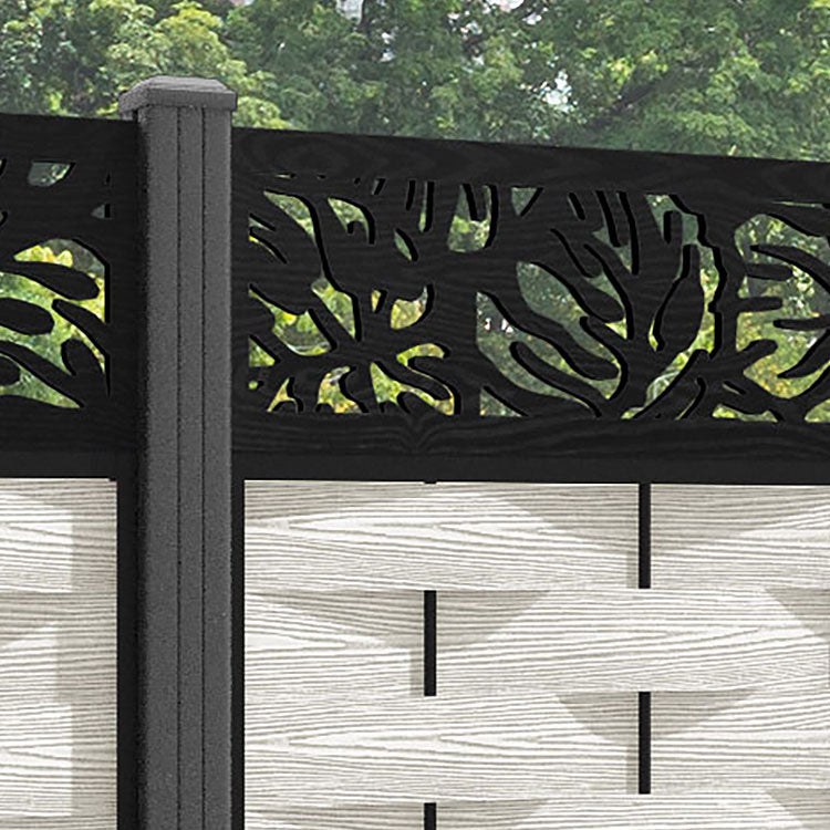 Ripple Botanic Fence Panel - Light Stone - with our aluminium posts