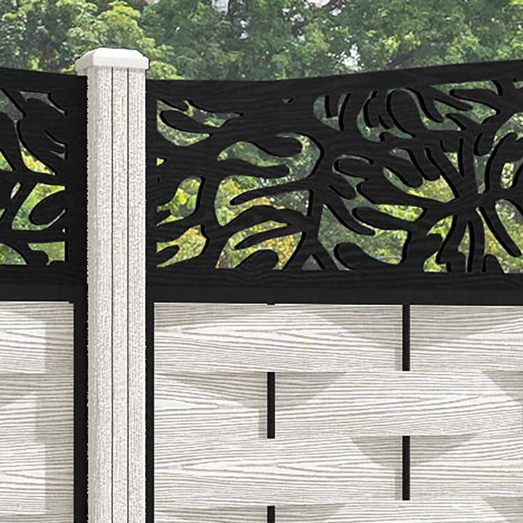 Ripple Botanic Curved Top Fence Panel - Light Stone - with our composite posts