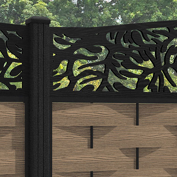 Ripple Botanic Curved Top Fence Panel - Teak - with our composite posts