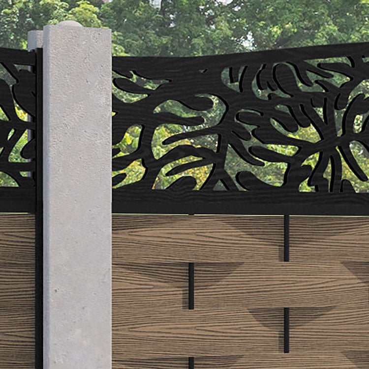 Ripple Botanic Curved Top Fence Panel - Teak - for existing concrete posts