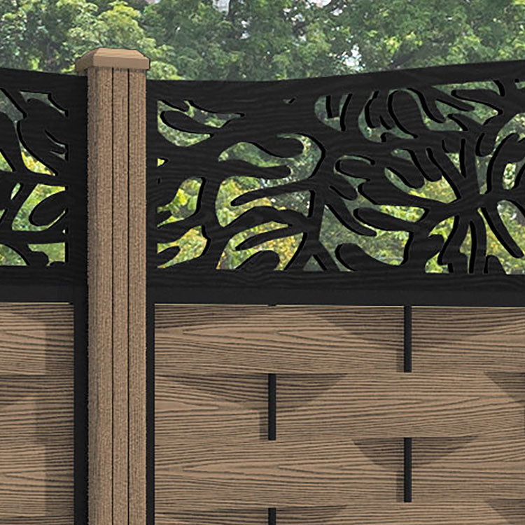 Ripple Botanic Curved Top Fence Panel - Teak - with our composite posts